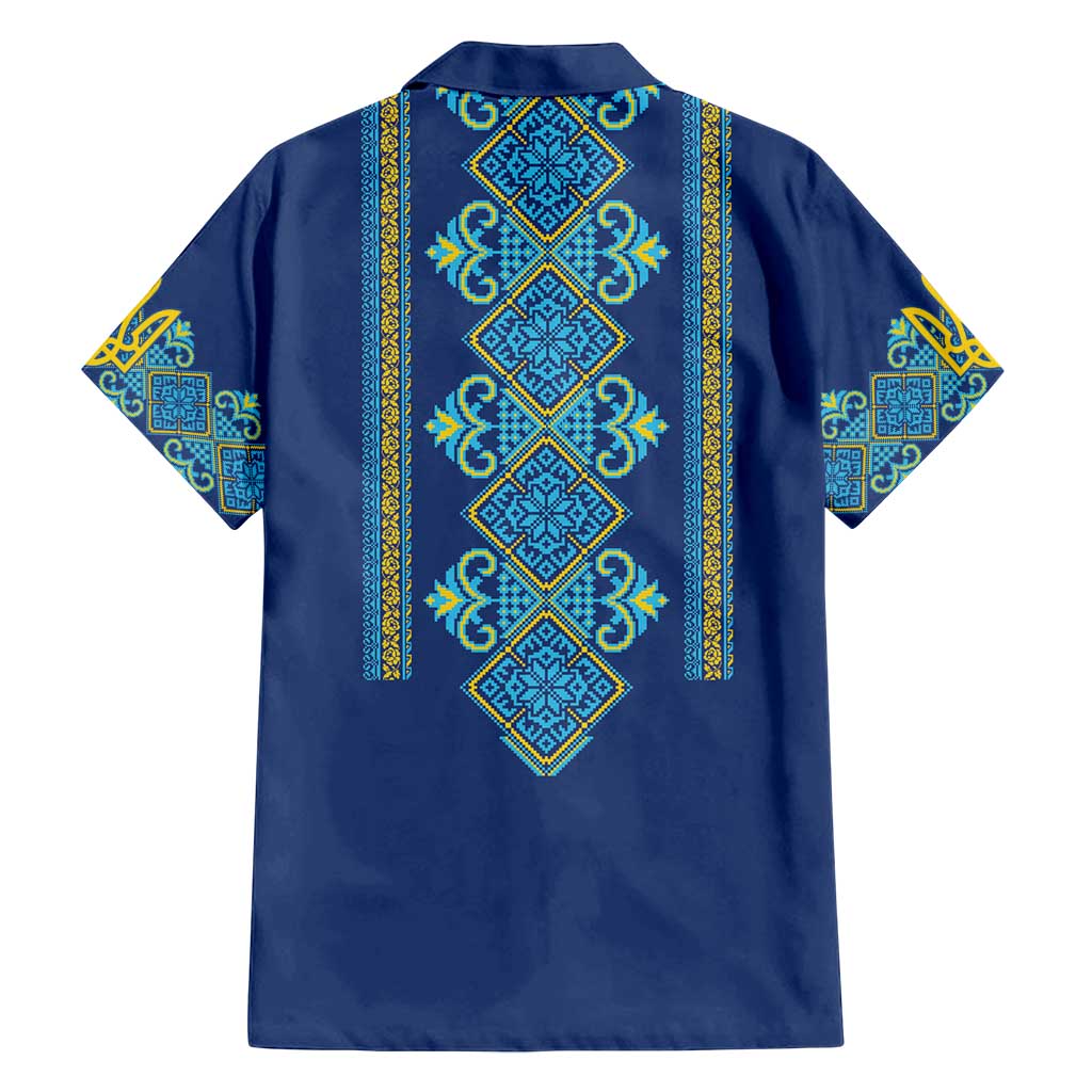 Vyshyvanka Day Family Matching Puletasi and Hawaiian Shirt Ukrainian Folk Traditions Pattern Blue Version