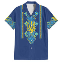 Vyshyvanka Day Family Matching Short Sleeve Bodycon Dress and Hawaiian Shirt Ukrainian Folk Traditions Pattern Blue Version