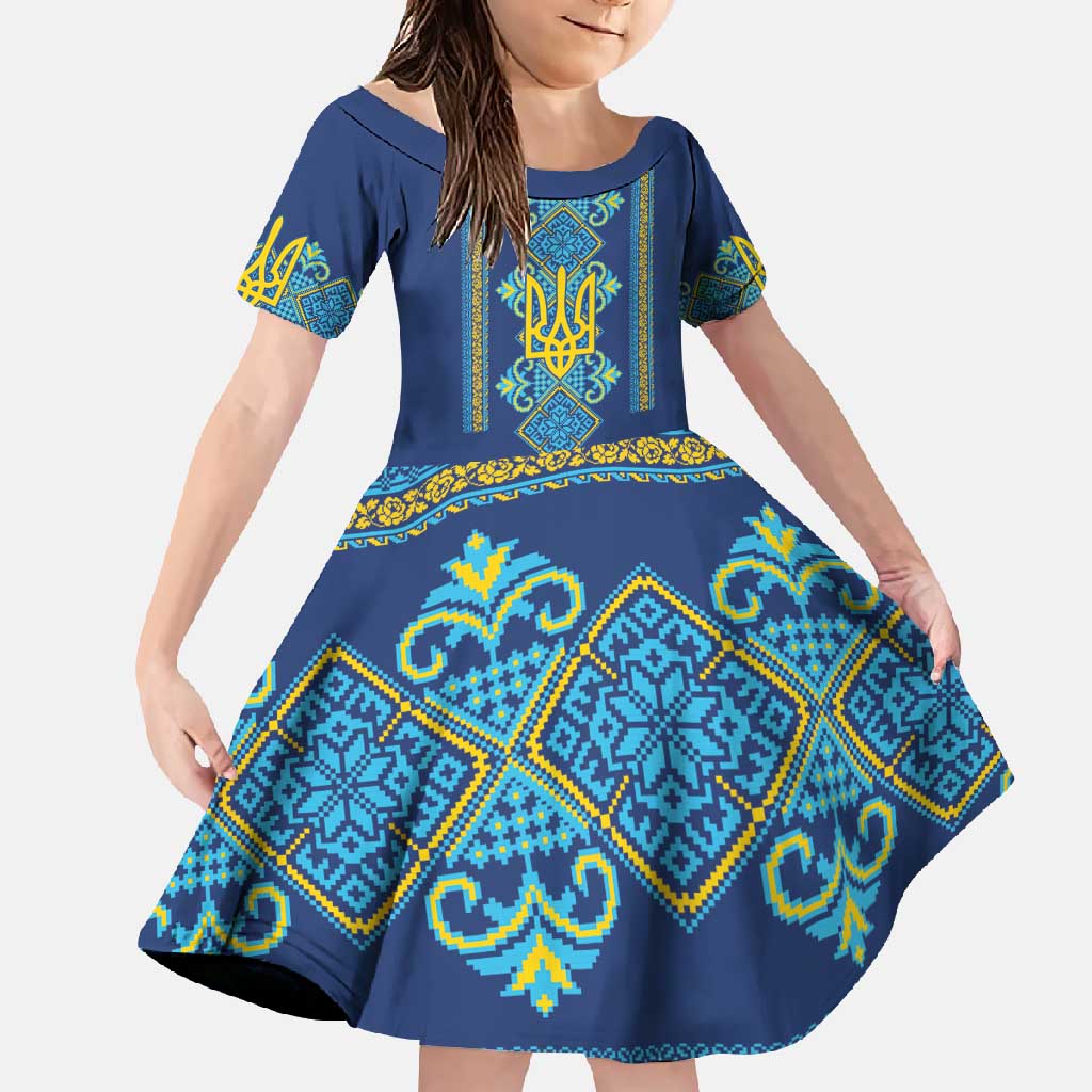 Vyshyvanka Day Family Matching Tank Maxi Dress and Hawaiian Shirt Ukrainian Folk Traditions Pattern Blue Version