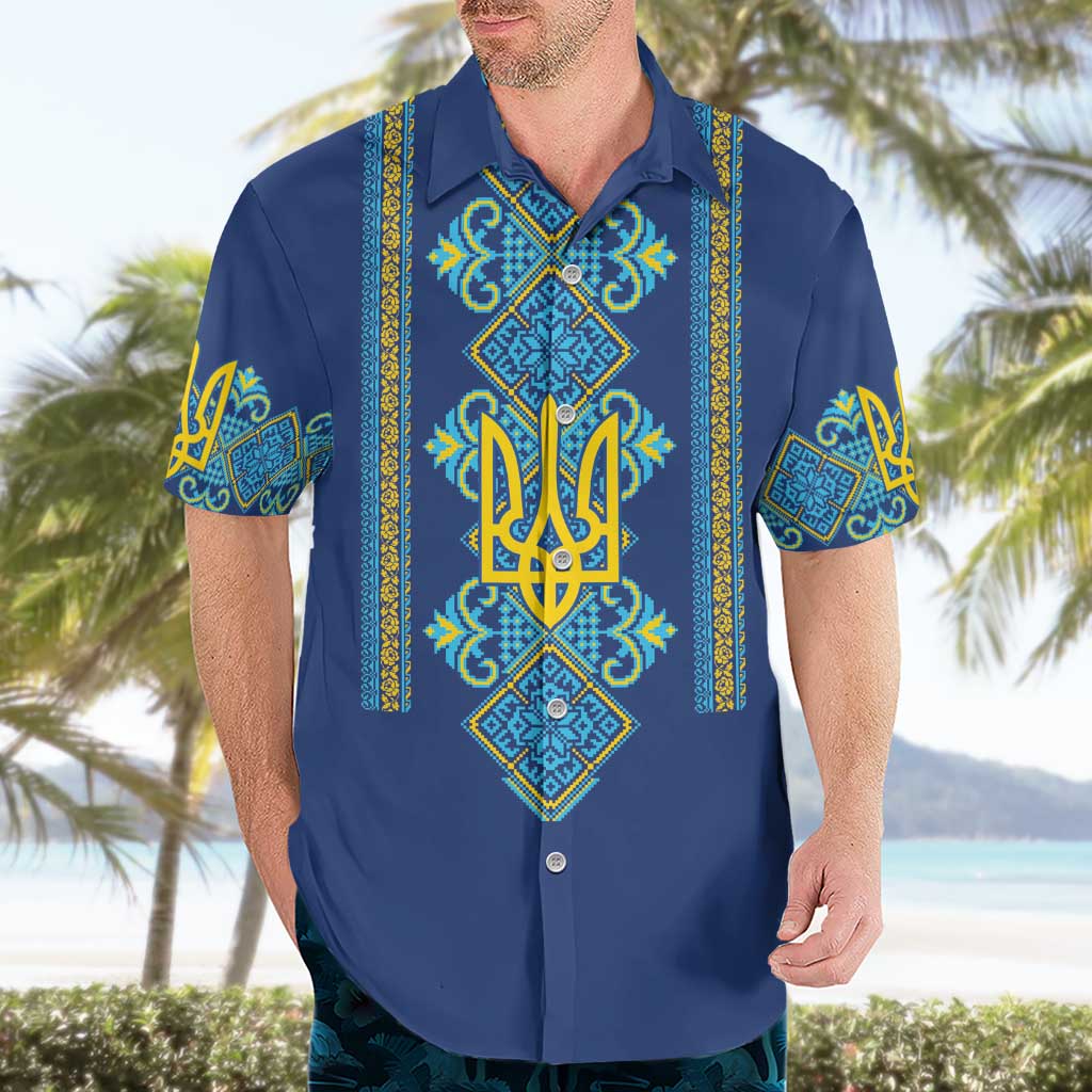 Vyshyvanka Day Hawaiian Shirt Ukrainian Folk Traditions Pattern Blue Version