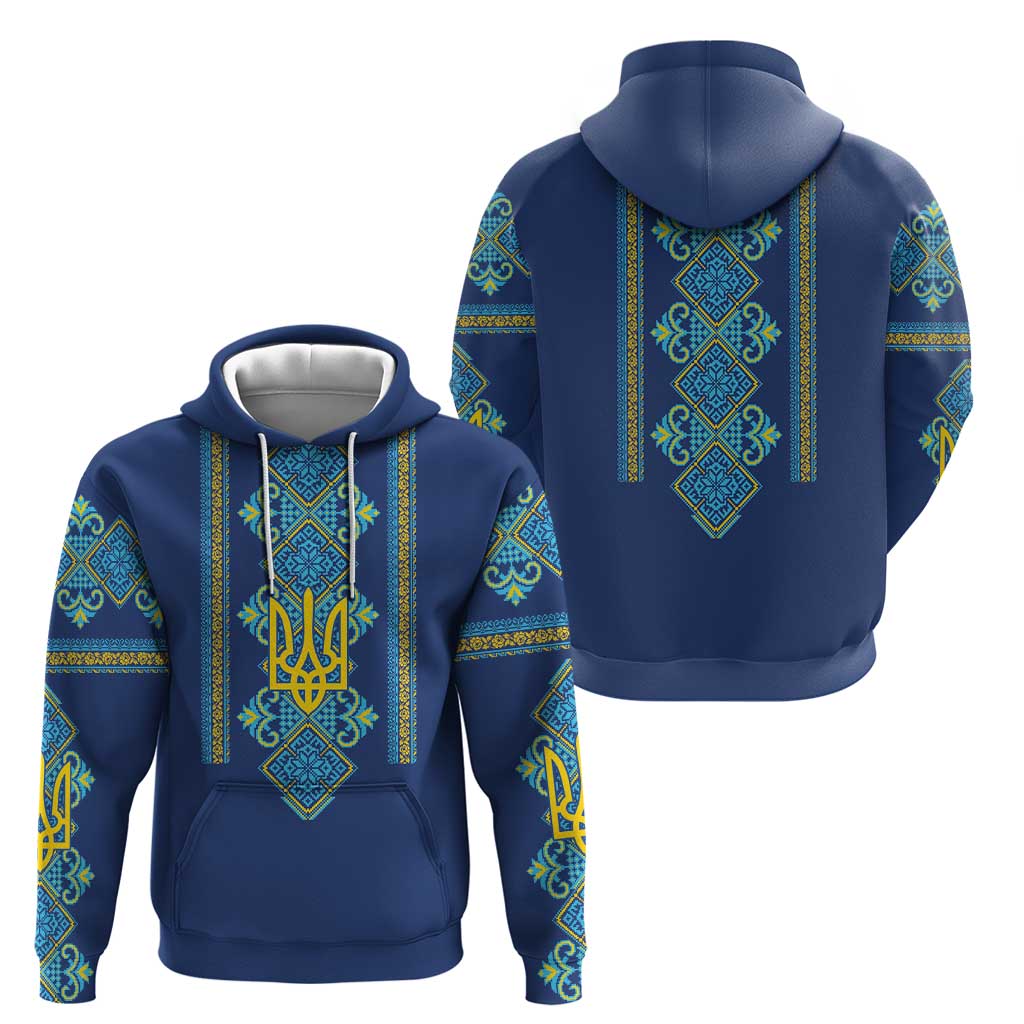 Vyshyvanka Day Hoodie Ukrainian Folk Traditions Pattern Blue Version