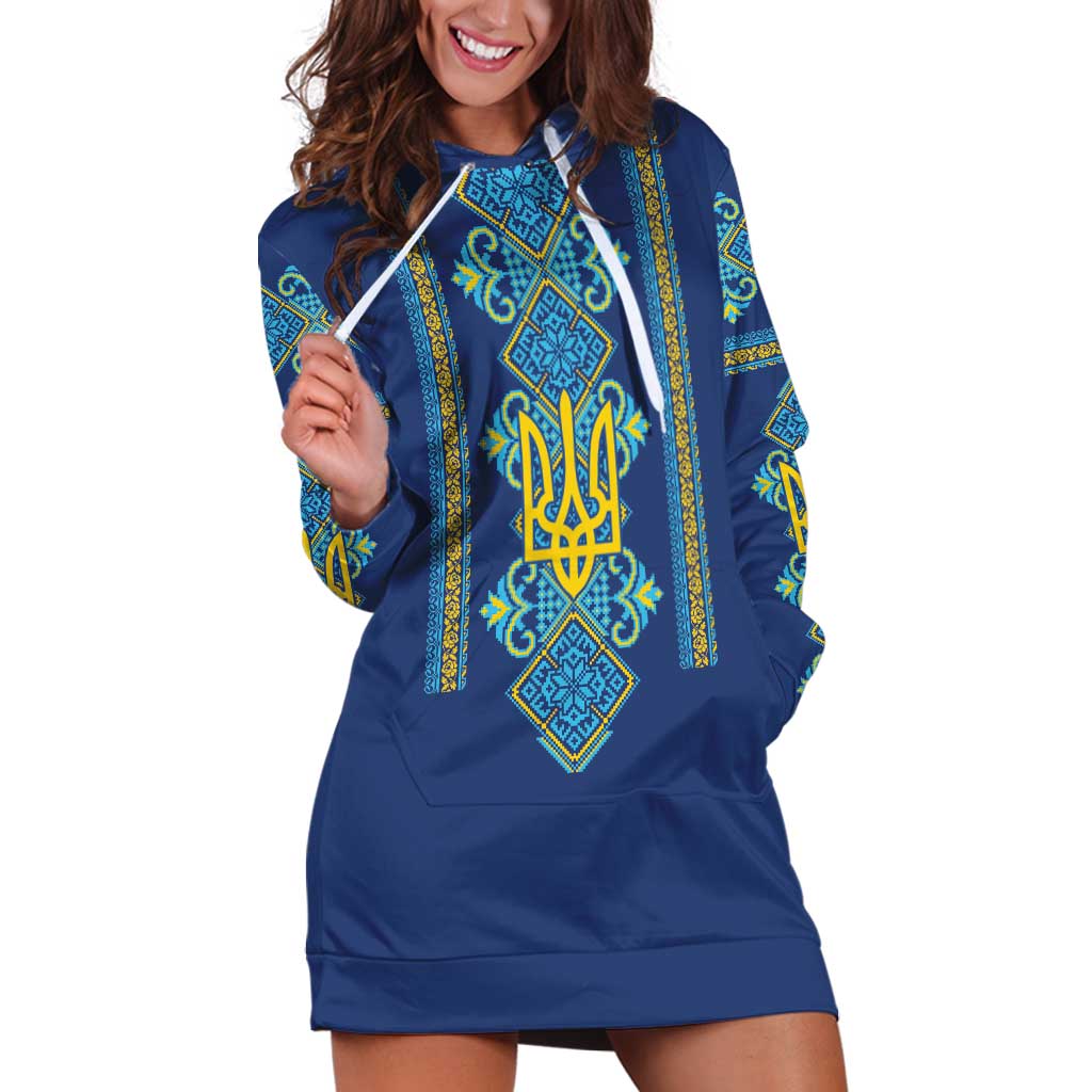 Vyshyvanka Day Hoodie Dress Ukrainian Folk Traditions Pattern Blue Version