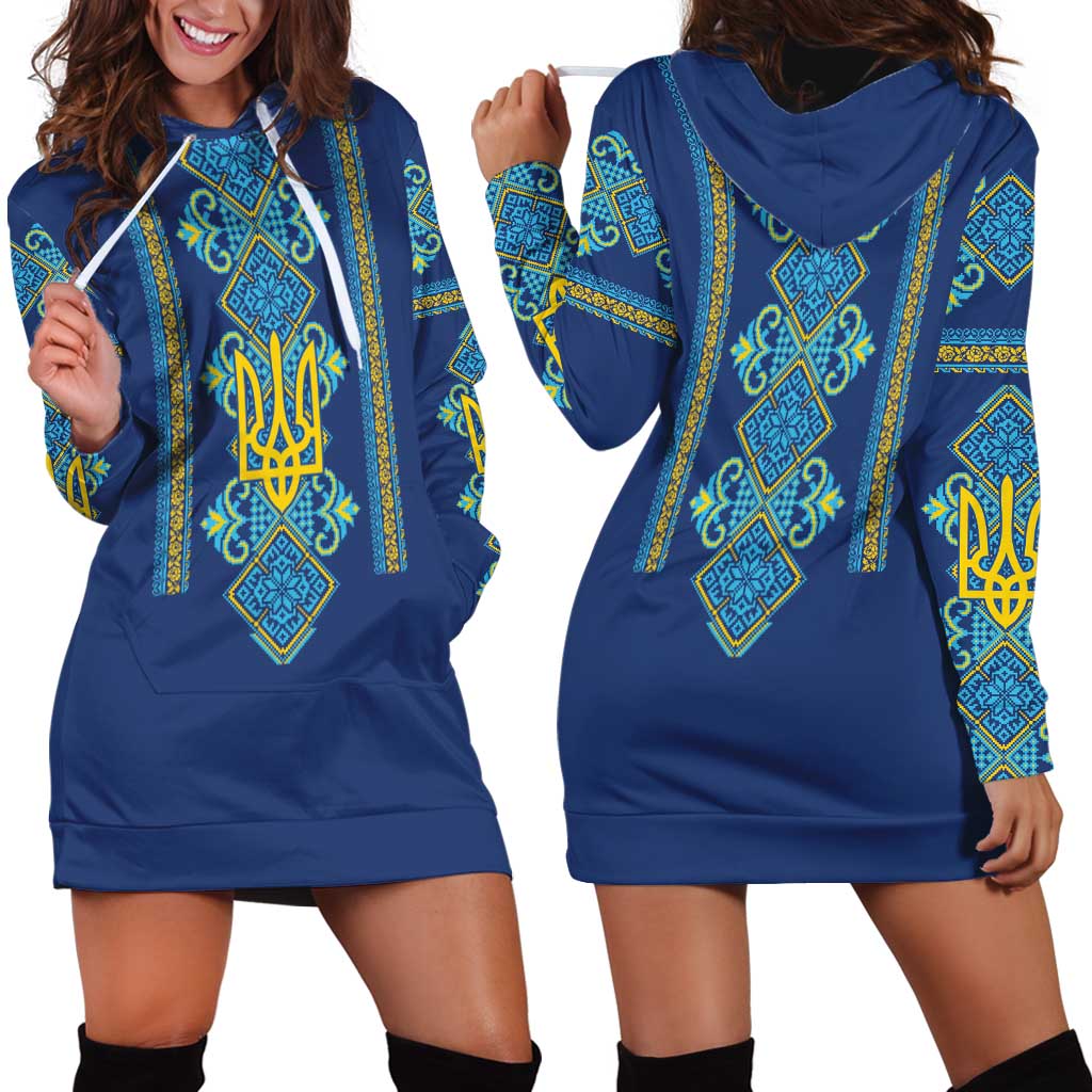 Vyshyvanka Day Hoodie Dress Ukrainian Folk Traditions Pattern Blue Version