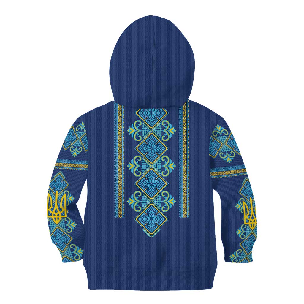 Vyshyvanka Day Kid Hoodie Ukrainian Folk Traditions Pattern Blue Version
