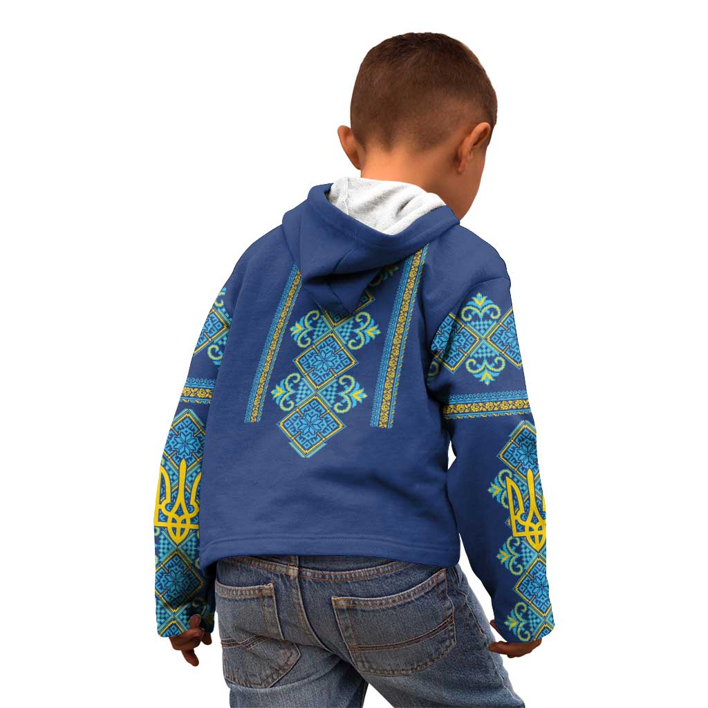 Vyshyvanka Day Kid Hoodie Ukrainian Folk Traditions Pattern Blue Version