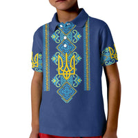 Vyshyvanka Day Kid Polo Shirt Ukrainian Folk Traditions Pattern Blue Version