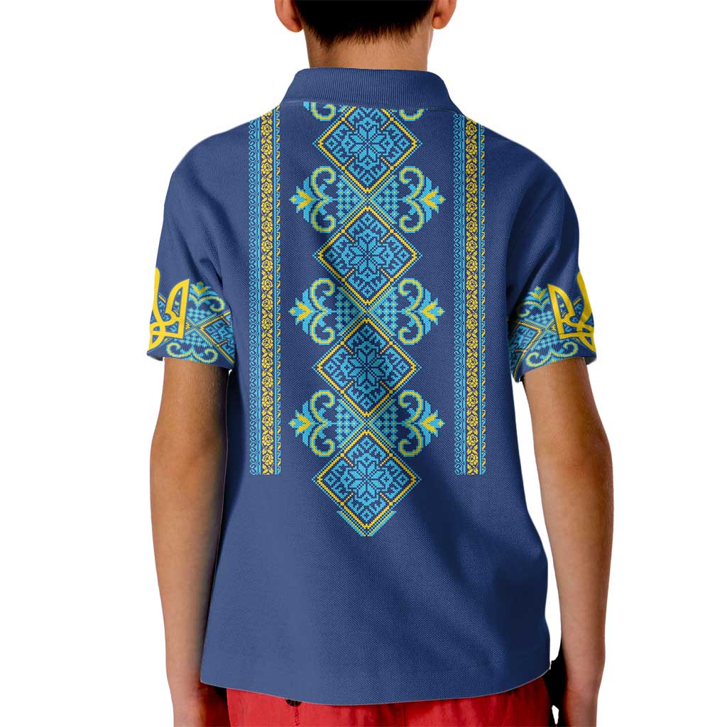 Vyshyvanka Day Kid Polo Shirt Ukrainian Folk Traditions Pattern Blue Version