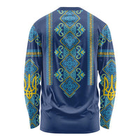 Vyshyvanka Day Long Sleeve Shirt Ukrainian Folk Traditions Pattern Blue Version