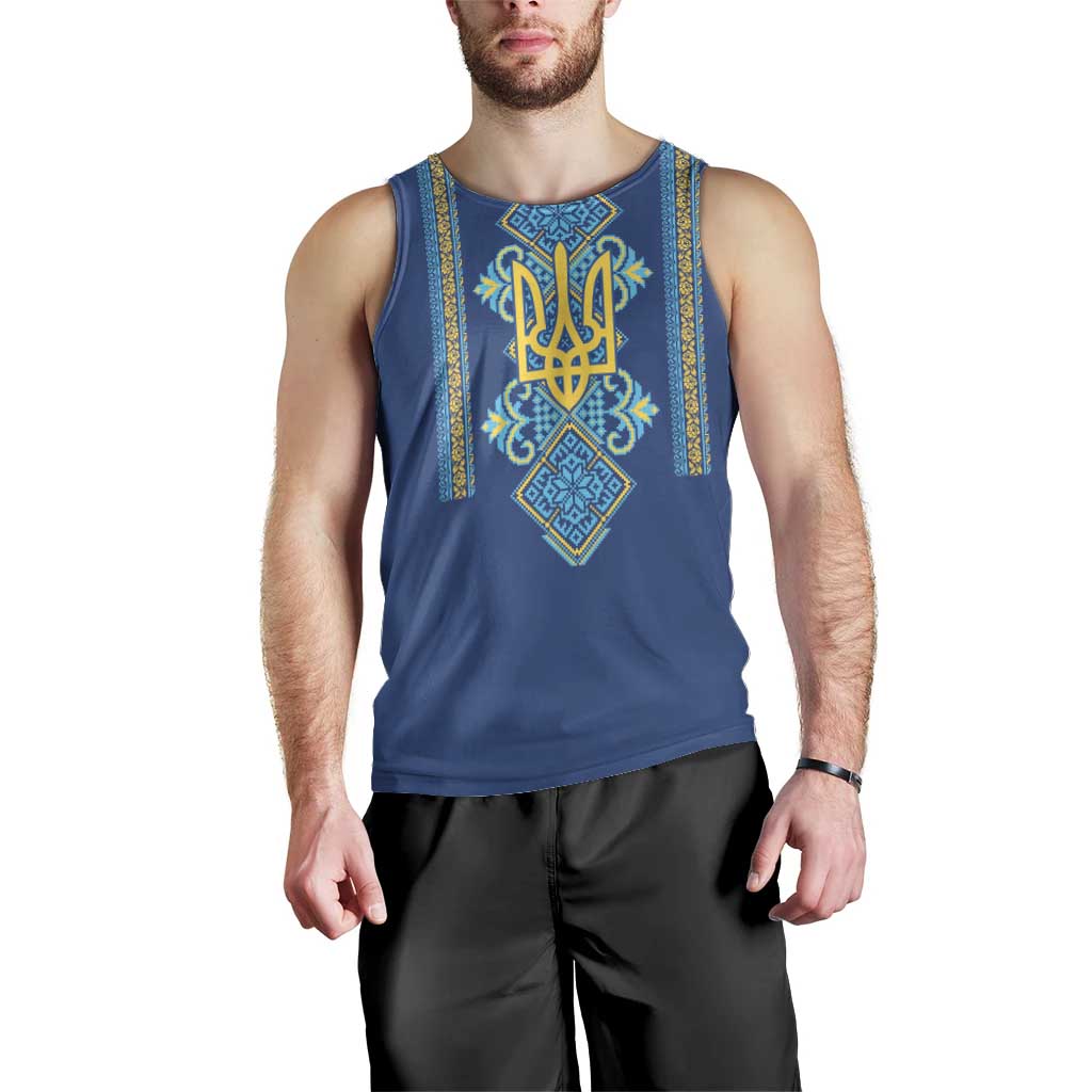 Vyshyvanka Day Men Tank Top Ukrainian Folk Traditions Pattern Blue Version