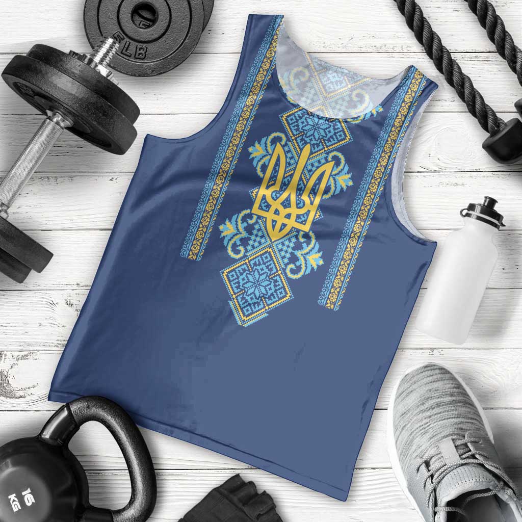 Vyshyvanka Day Men Tank Top Ukrainian Folk Traditions Pattern Blue Version