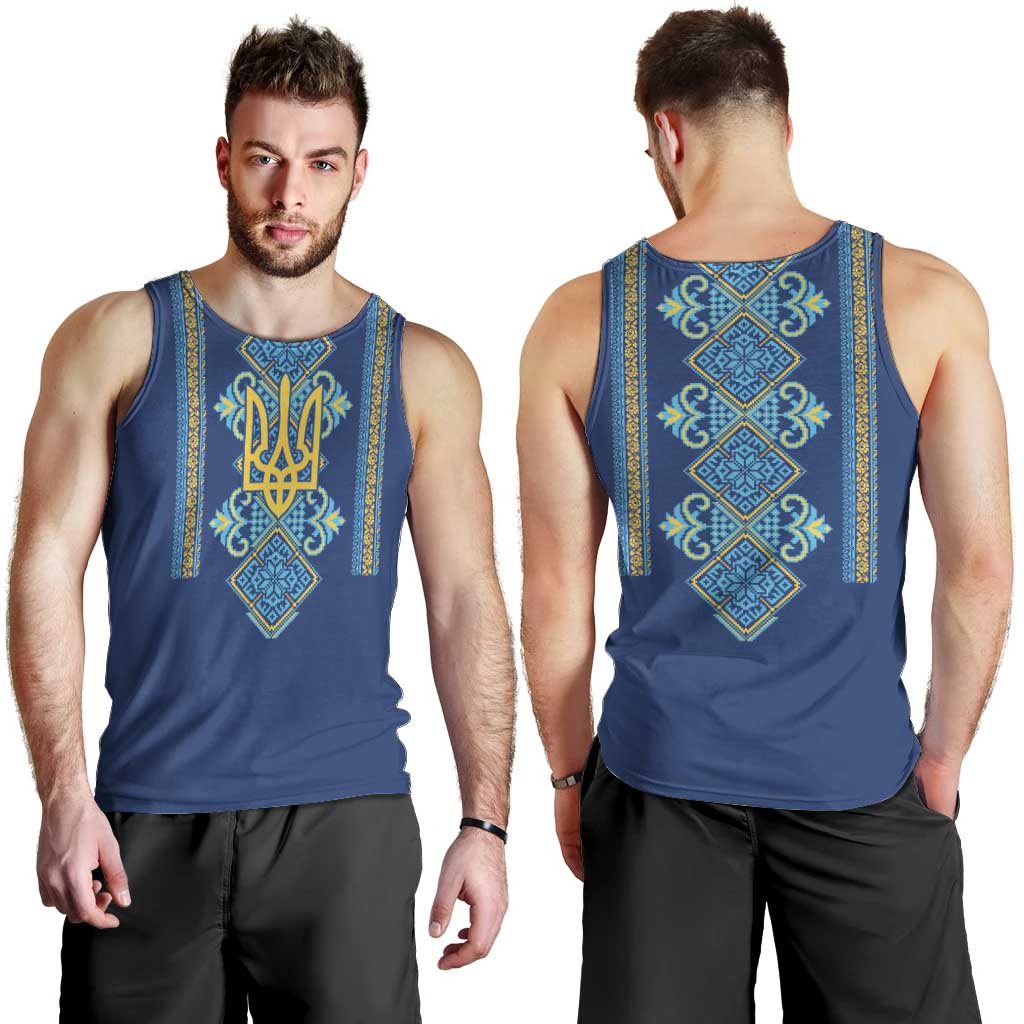 Vyshyvanka Day Men Tank Top Ukrainian Folk Traditions Pattern Blue Version