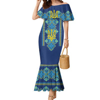 Vyshyvanka Day Mermaid Dress Ukrainian Folk Traditions Pattern Blue Version
