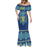 Vyshyvanka Day Mermaid Dress Ukrainian Folk Traditions Pattern Blue Version