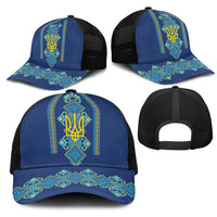 Vyshyvanka Day Mesh Trucker Cap Ukrainian Folk Traditions Pattern Blue Version