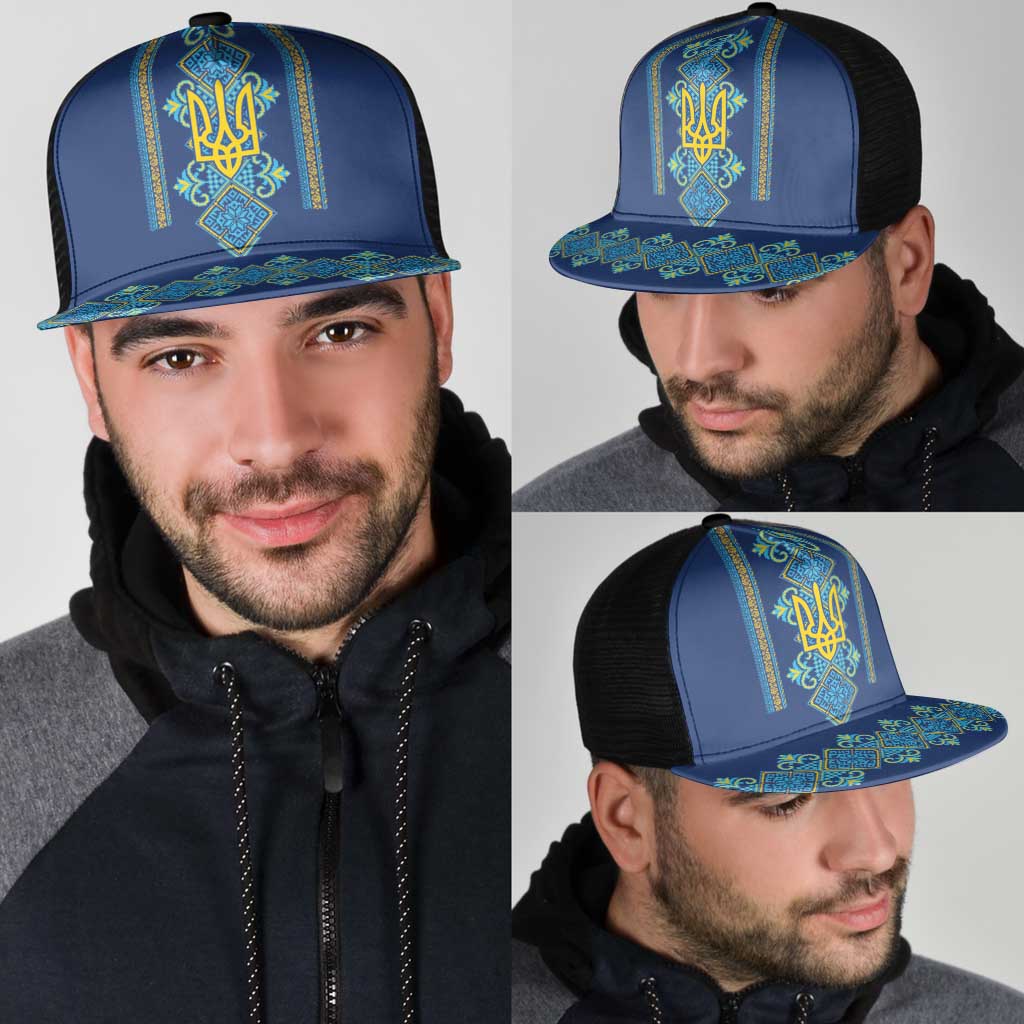 Vyshyvanka Day Mesh Trucker Cap Ukrainian Folk Traditions Pattern Blue Version