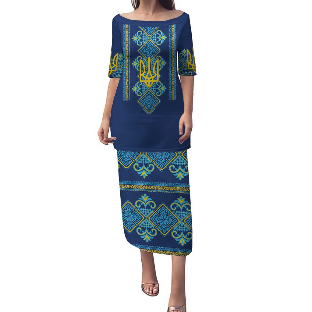 Vyshyvanka Day Puletasi Ukrainian Folk Traditions Pattern Blue Version