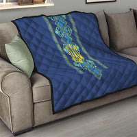 Vyshyvanka Day Quilt Ukrainian Folk Traditions Pattern Blue Version