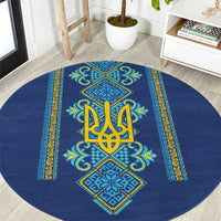 Vyshyvanka Day Round Carpet Ukrainian Folk Traditions Pattern Blue Version