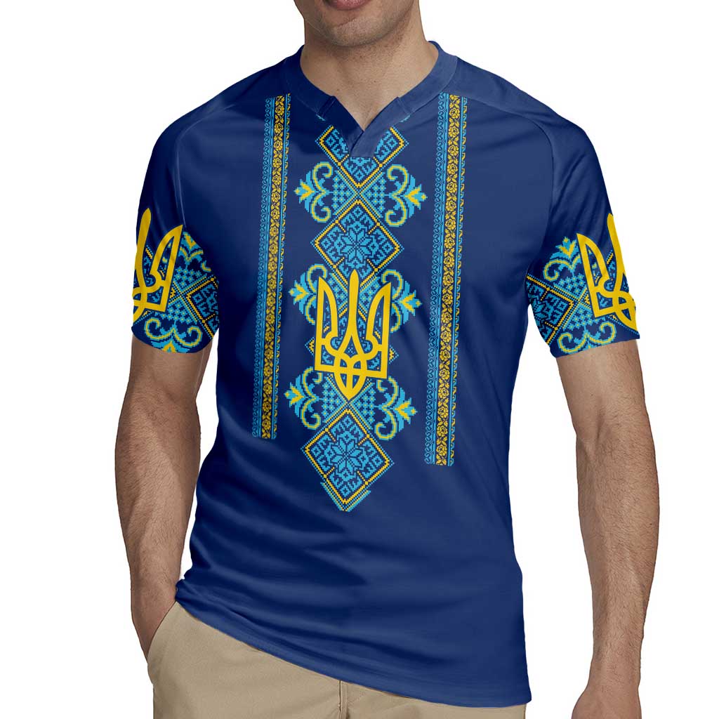 Vyshyvanka Day Rugby Jersey Ukrainian Folk Traditions Pattern Blue Version