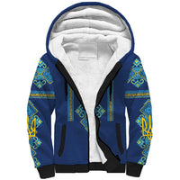 Vyshyvanka Day Sherpa Hoodie Ukrainian Folk Traditions Pattern Blue Version