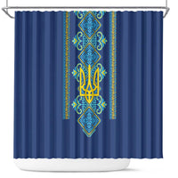 Vyshyvanka Day Shower Curtain Ukrainian Folk Traditions Pattern Blue Version