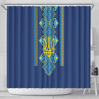 Vyshyvanka Day Shower Curtain Ukrainian Folk Traditions Pattern Blue Version