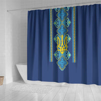Vyshyvanka Day Shower Curtain Ukrainian Folk Traditions Pattern Blue Version