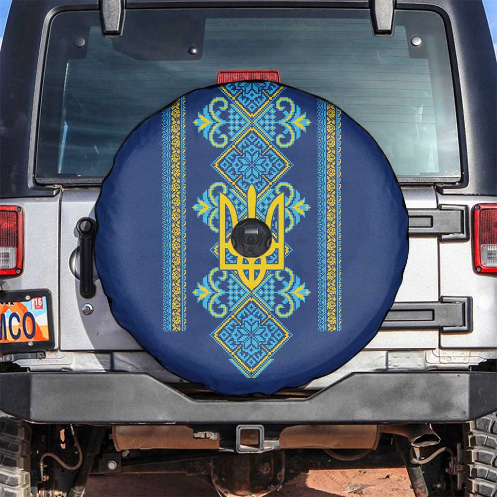 Vyshyvanka Day Spare Tire Cover Ukrainian Folk Traditions Pattern Blue Version