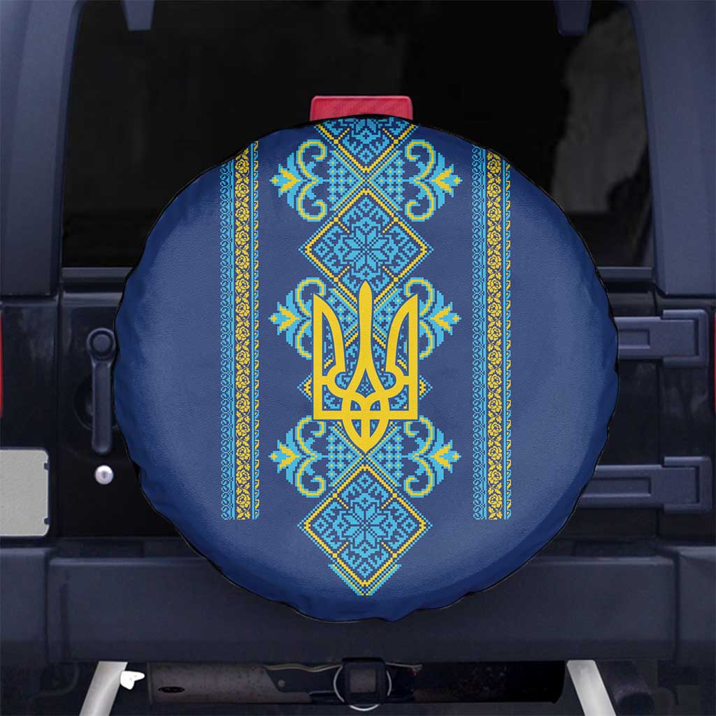 Vyshyvanka Day Spare Tire Cover Ukrainian Folk Traditions Pattern Blue Version