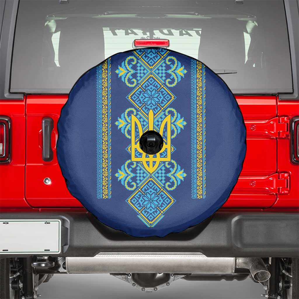 Vyshyvanka Day Spare Tire Cover Ukrainian Folk Traditions Pattern Blue Version