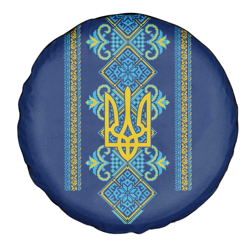 Vyshyvanka Day Spare Tire Cover Ukrainian Folk Traditions Pattern Blue Version