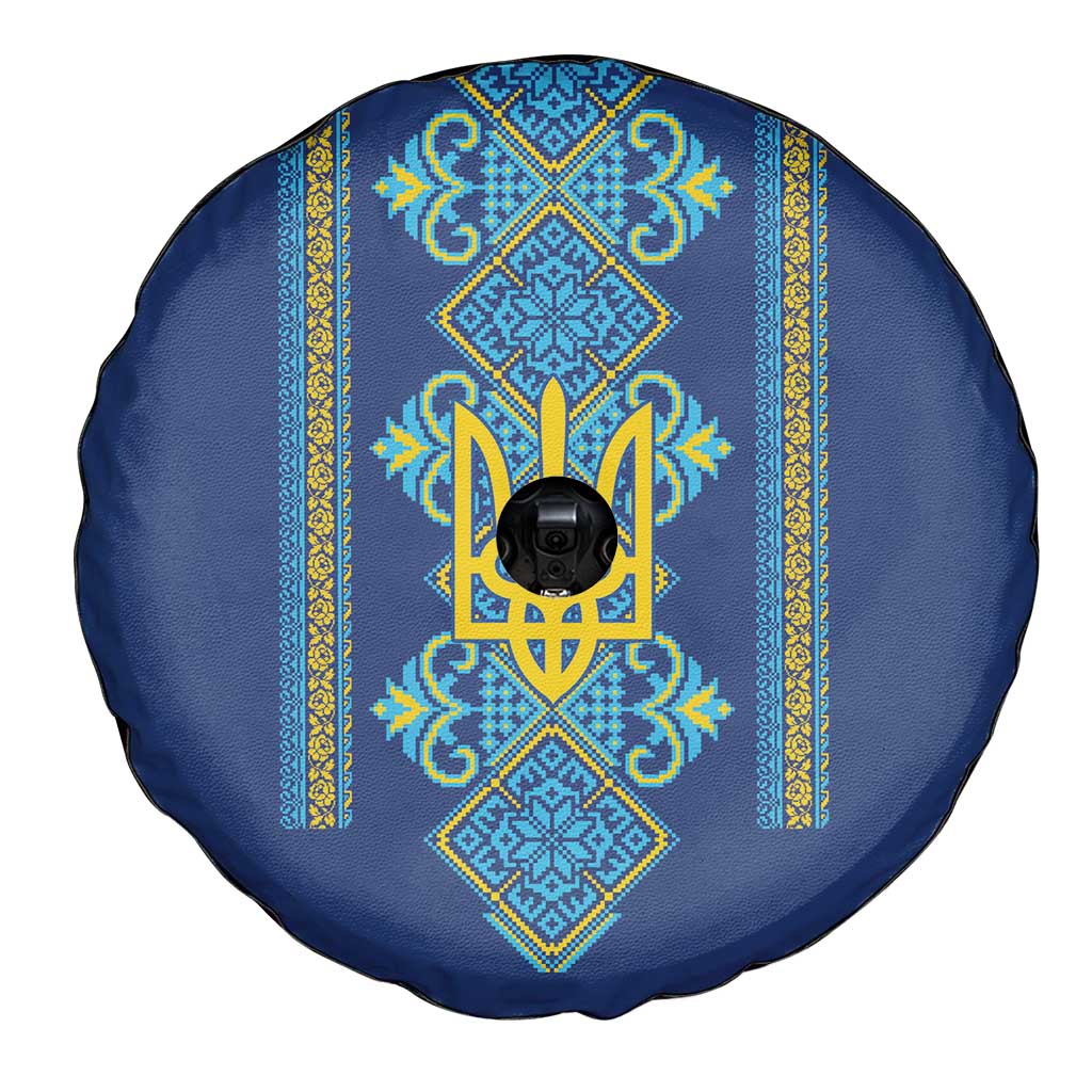 Vyshyvanka Day Spare Tire Cover Ukrainian Folk Traditions Pattern Blue Version