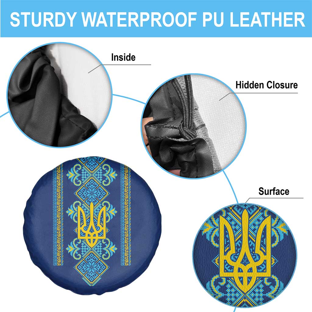 Vyshyvanka Day Spare Tire Cover Ukrainian Folk Traditions Pattern Blue Version