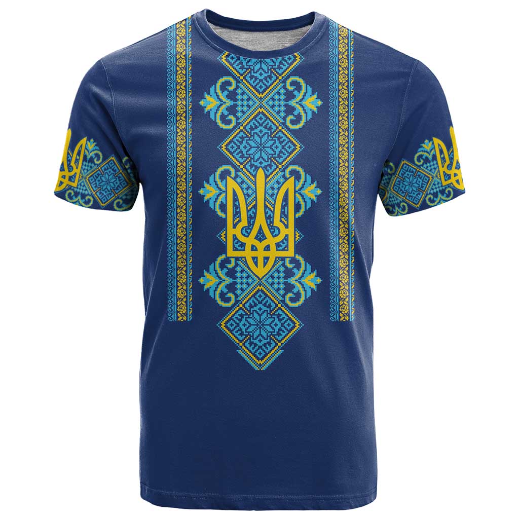 Vyshyvanka Day T Shirt Ukrainian Folk Traditions Pattern Blue Version