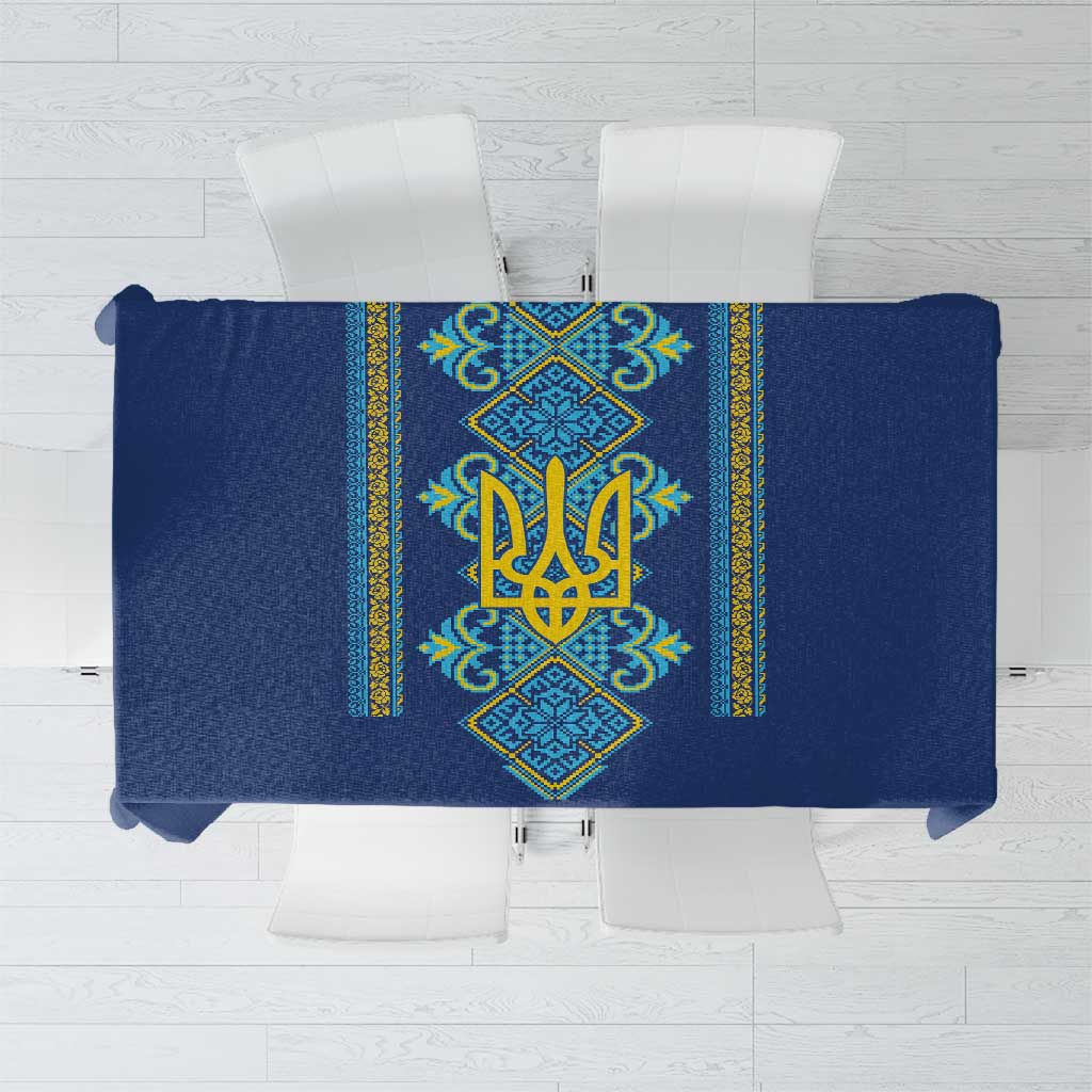 Vyshyvanka Day Tablecloth Ukrainian Folk Traditions Pattern Blue Version