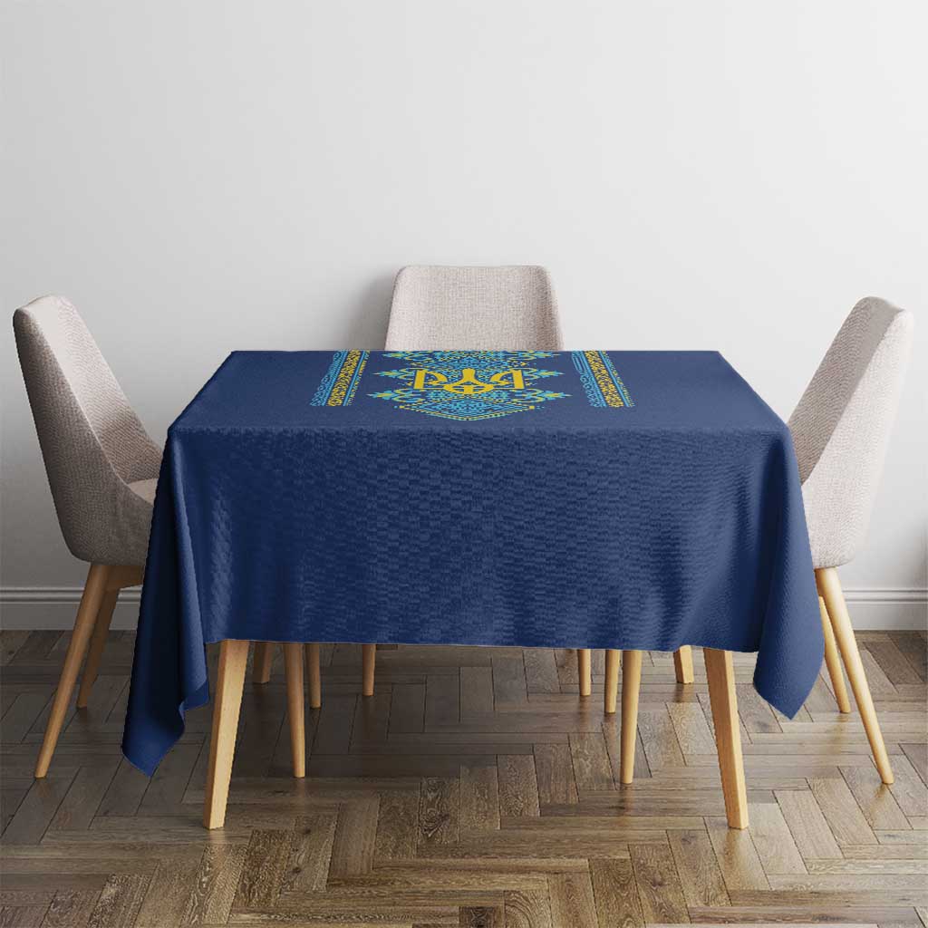 Vyshyvanka Day Tablecloth Ukrainian Folk Traditions Pattern Blue Version