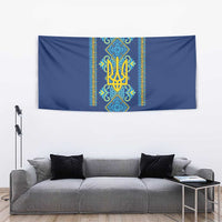 Vyshyvanka Day Tapestry Ukrainian Folk Traditions Pattern Blue Version