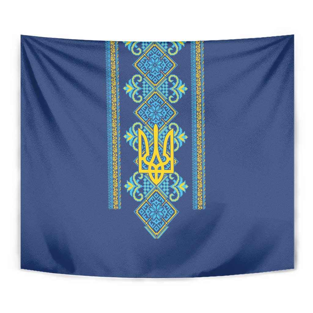 Vyshyvanka Day Tapestry Ukrainian Folk Traditions Pattern Blue Version