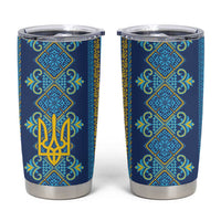 Vyshyvanka Day Tumbler Cup Ukrainian Folk Traditions Pattern Blue Version