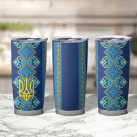 Vyshyvanka Day Tumbler Cup Ukrainian Folk Traditions Pattern Blue Version