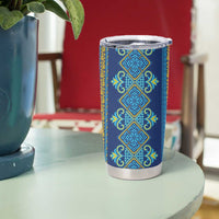 Vyshyvanka Day Tumbler Cup Ukrainian Folk Traditions Pattern Blue Version