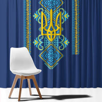 Vyshyvanka Day Window Curtain Ukrainian Folk Traditions Pattern Blue Version