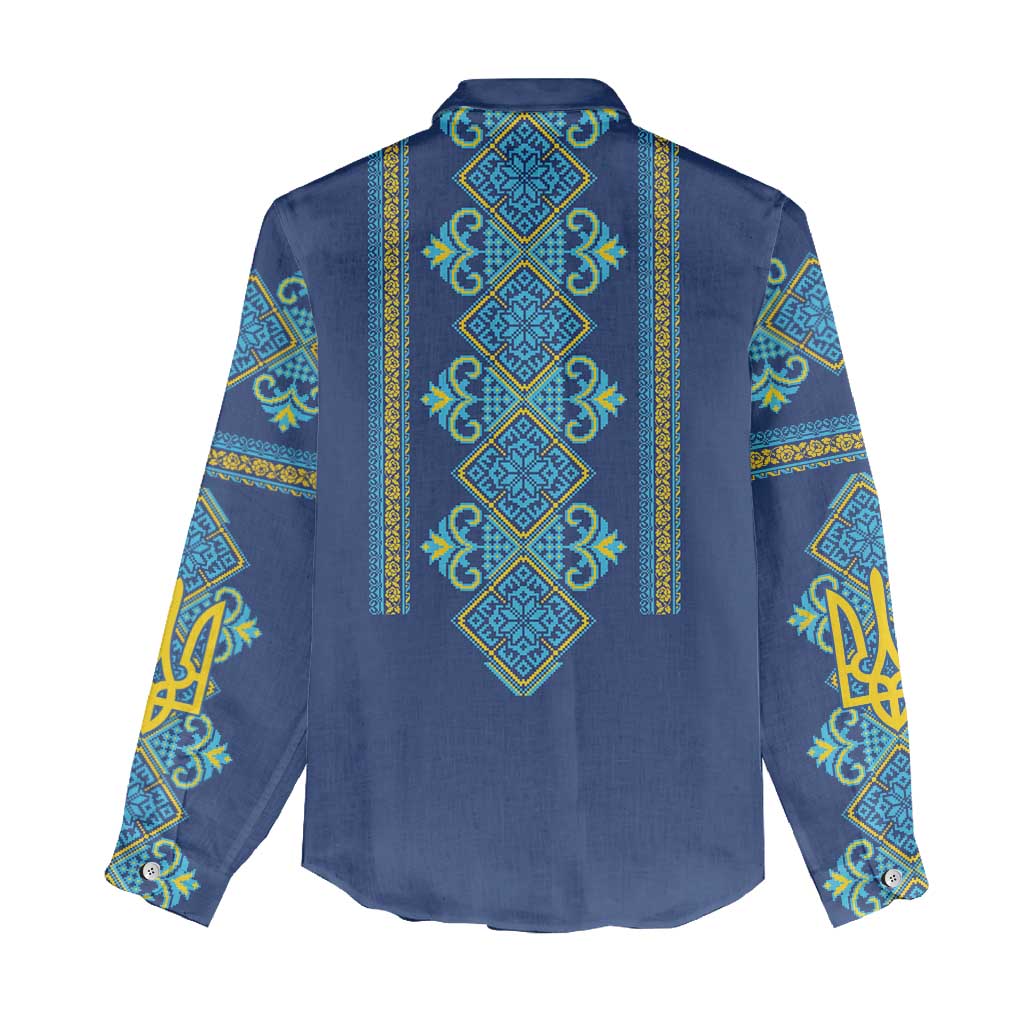 Vyshyvanka Day Women Casual Shirt Ukrainian Folk Traditions Pattern Blue Version