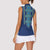 Vyshyvanka Day Women Sleeveless Polo Shirt Ukrainian Folk Traditions Pattern Blue Version
