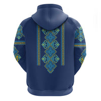 Vyshyvanka Day Zip Hoodie Ukrainian Folk Traditions Pattern Blue Version