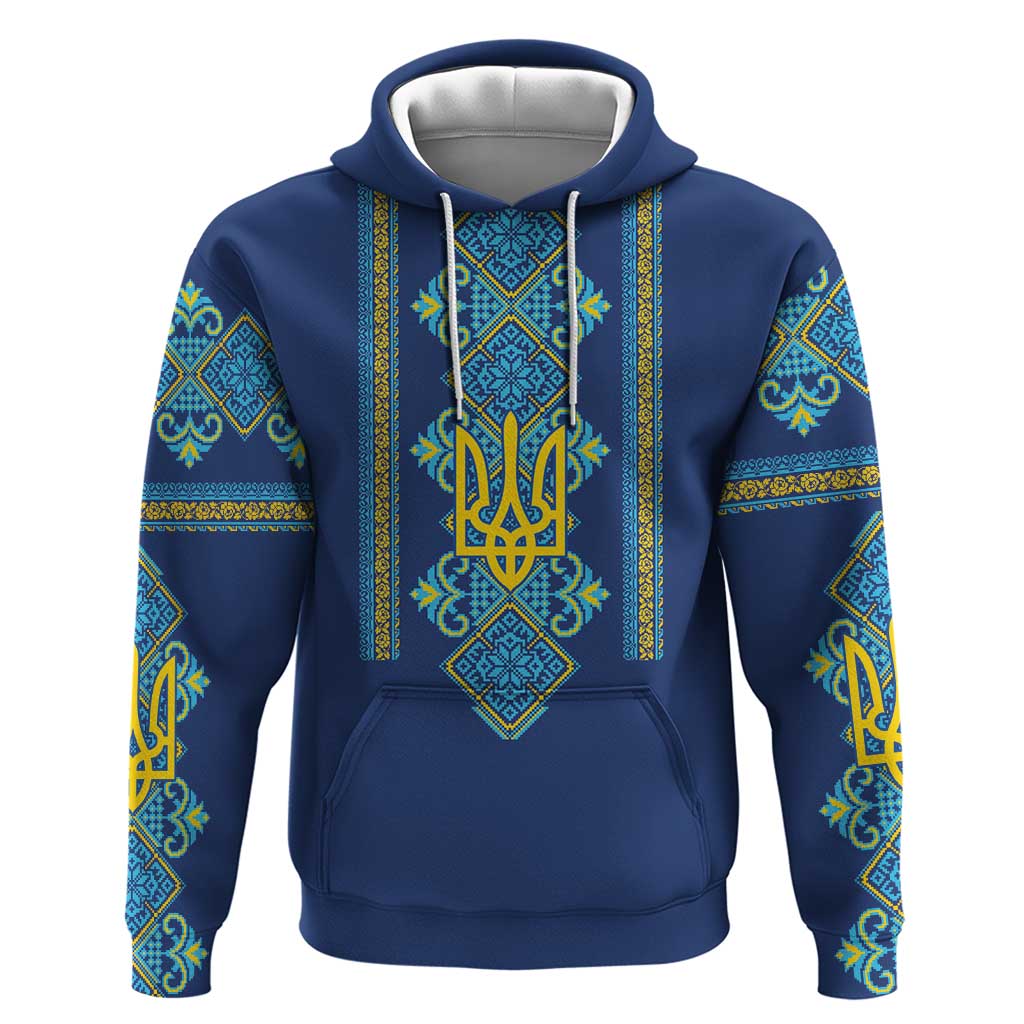 Vyshyvanka Day Zip Hoodie Ukrainian Folk Traditions Pattern Blue Version