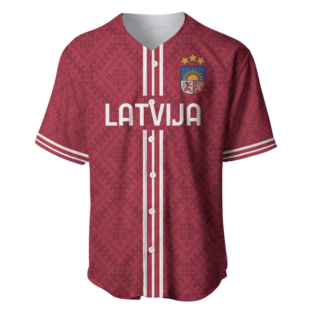 Custom Latvia Football Baseball Jersey Latvijas Go Champion Folk Pattern