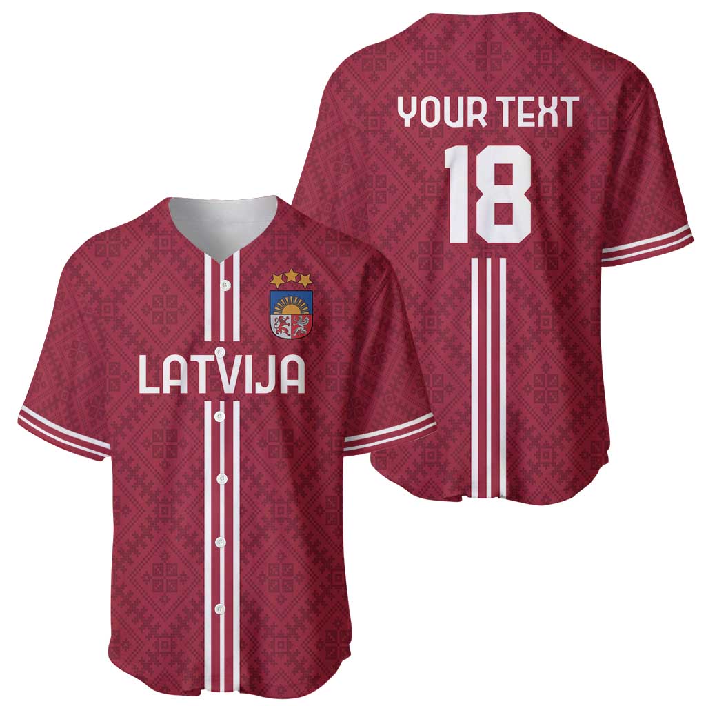 Custom Latvia Football Baseball Jersey Latvijas Go Champion Folk Pattern