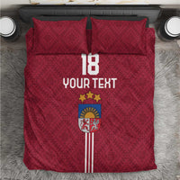 Custom Latvia Football Bedding Set Latvijas Go Champion Folk Pattern