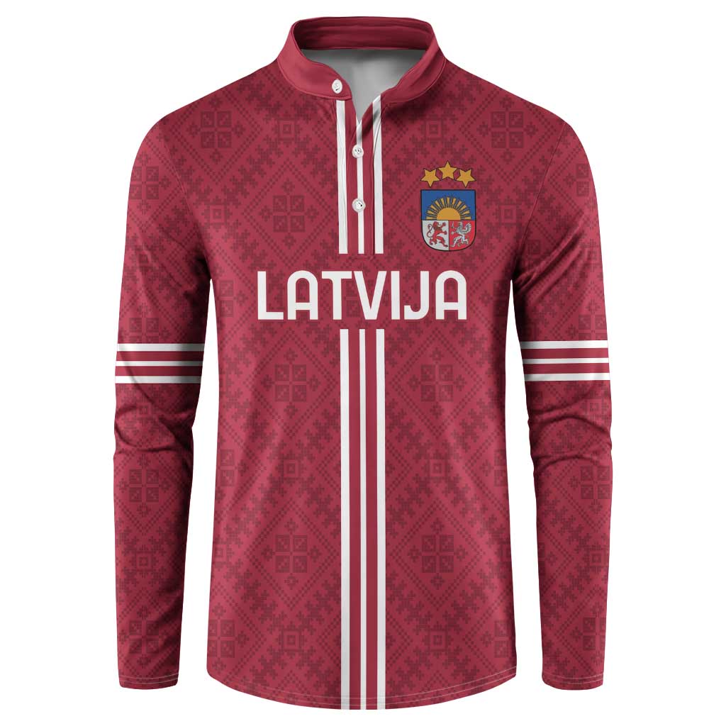 Custom Latvia Football Button Sweatshirt Latvijas Go Champion Folk Pattern